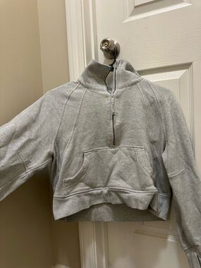 lululemon athletica Heather Light Gray Fleece Half-Zip Pullover